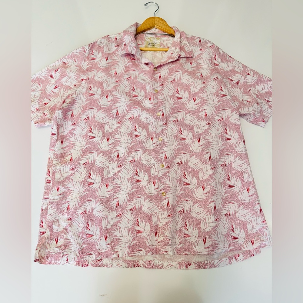 Tasso Elba Island Camp Shirt Tropical‎ Palm Leaf Button Up Shirt Size XXL